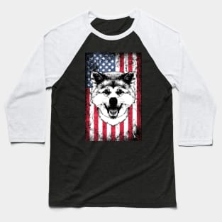 Patriotic Shiba Inu American Flag Baseball T-Shirt